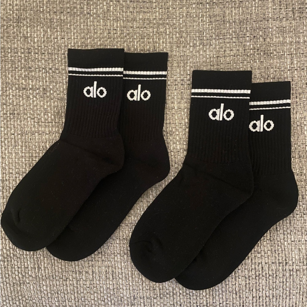 ALO Yoga Unisex Throwback Socks Black - 2 pairs